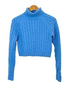 Aritzia Sunday Best Jones Merino Blend Sweater Fit S Azurine Blue Cropped